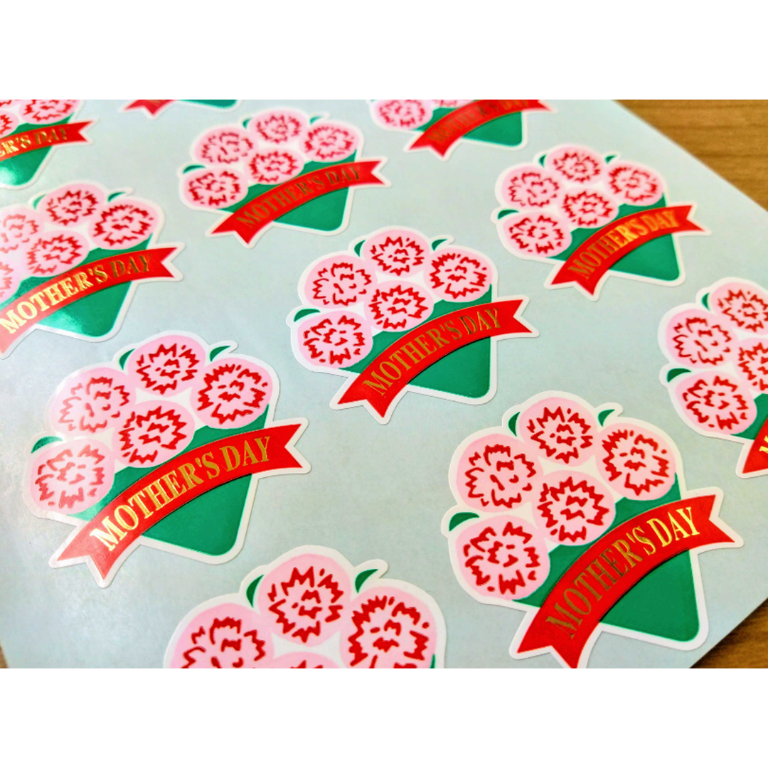 ARC POPシール MOTHERS DAY箔押BL【40mm×40mm】300枚入 LX211S-02