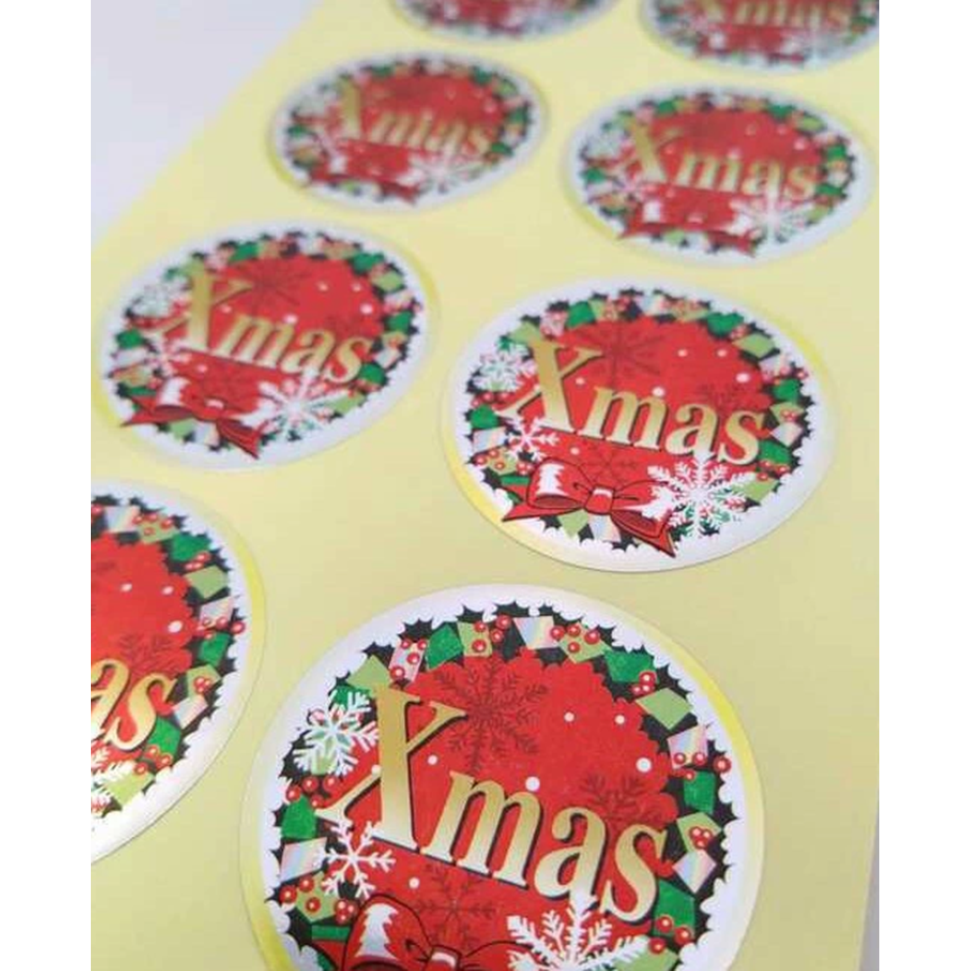 ARC POPシール クリスマスﾘｰｽﾎｲﾙBL【45mm×45mm】200枚入 LX437S-02