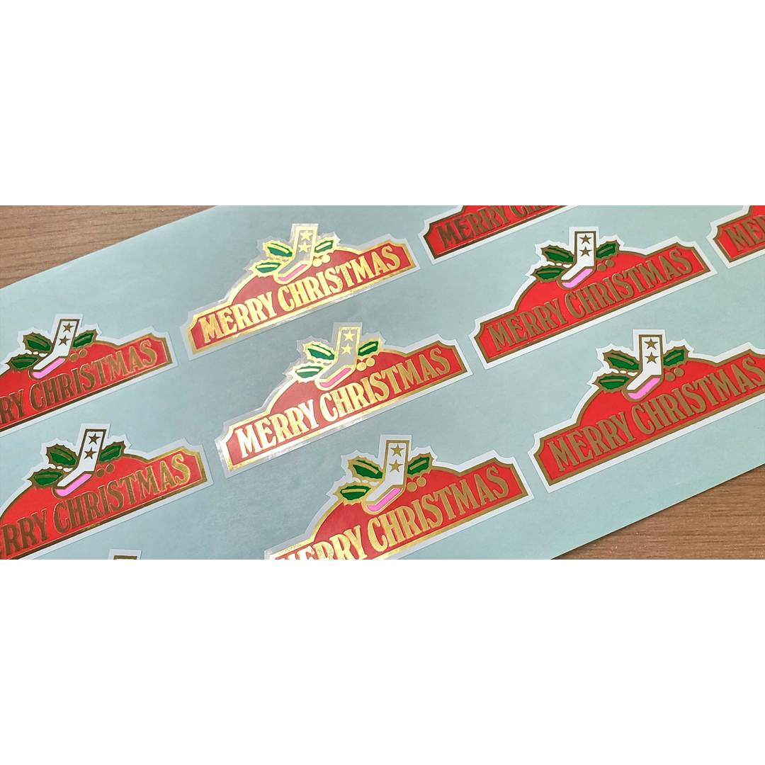 ARC POPシール MERRY ｸﾘｽﾏｽ ｸﾂｼﾀ BL【64mm×29mm】300枚入 LX44S-02
