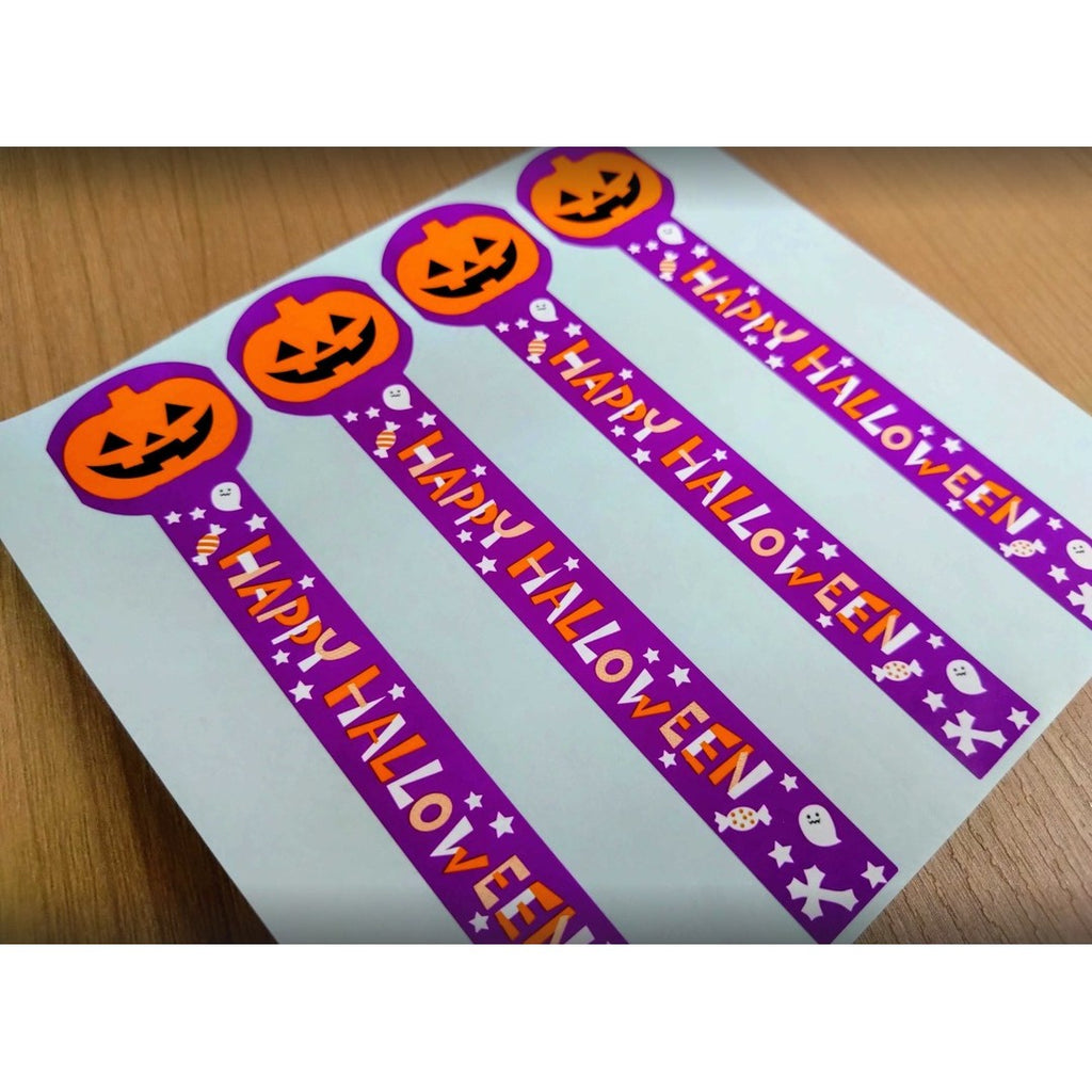 ARC POPシール ﾊｯﾋﾟｰﾊﾛｳｨﾝﾌｳﾄﾞﾒﾑﾗｻGR【140mm×30mm】200枚入 LX500S-02