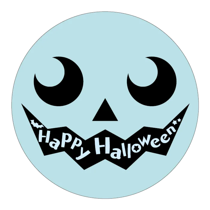 ハロウィン顔透明 RE【80mm×80mm】100枚入 | POPシール | ラベル